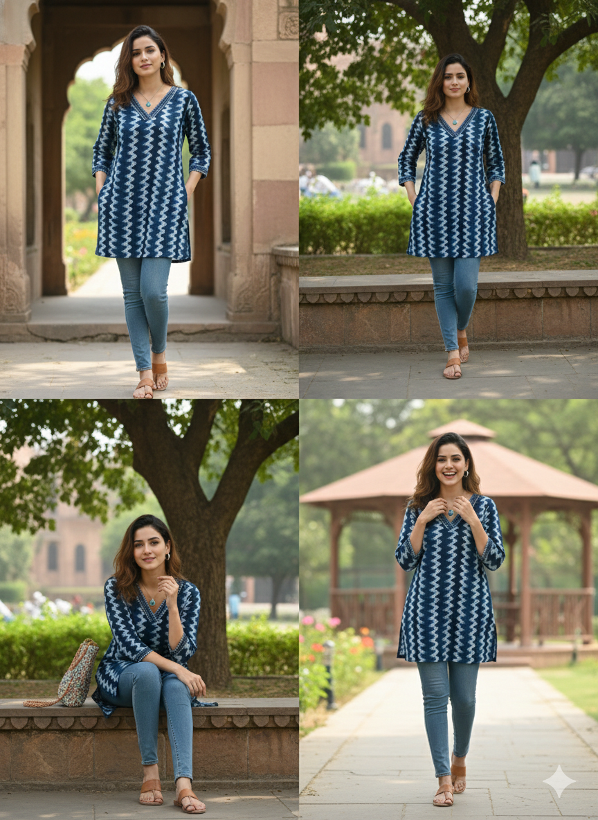 Indigo Wave Handblock Kurti