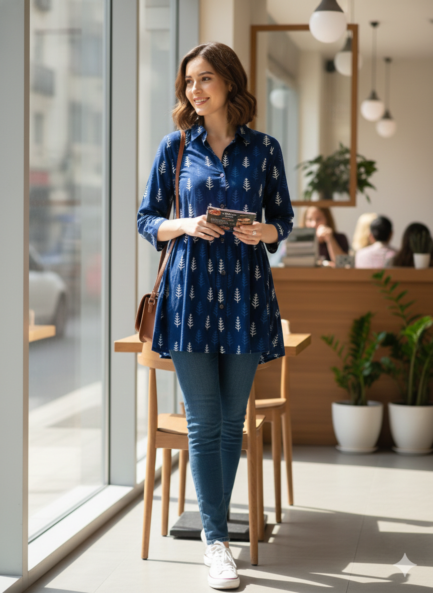 The Indigo Heritage Peplum Tunic