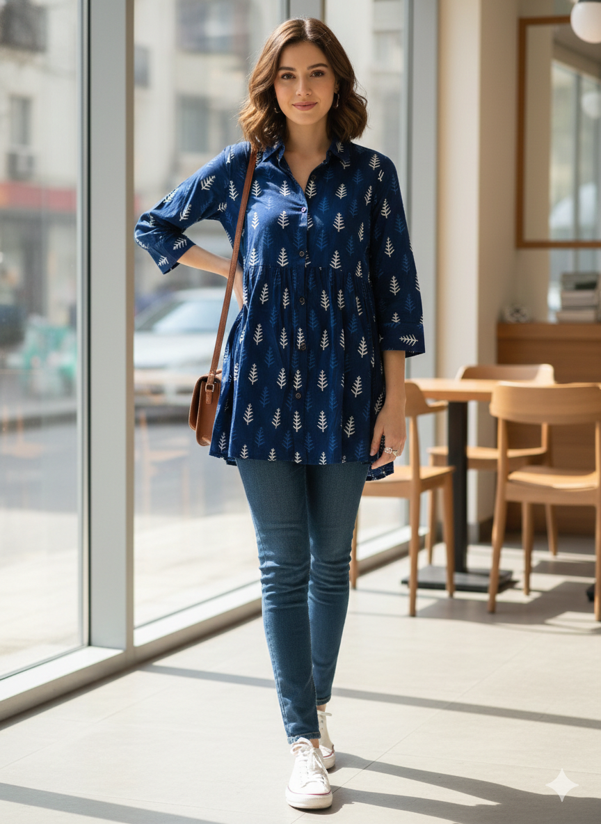 The Indigo Heritage Peplum Tunic