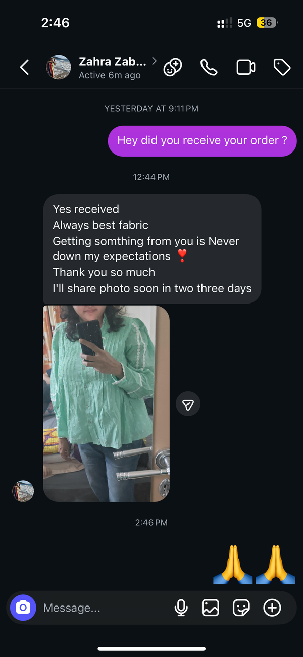 Always best fabricGetting somthing from Radhya is Never down my expectationsThank you so much