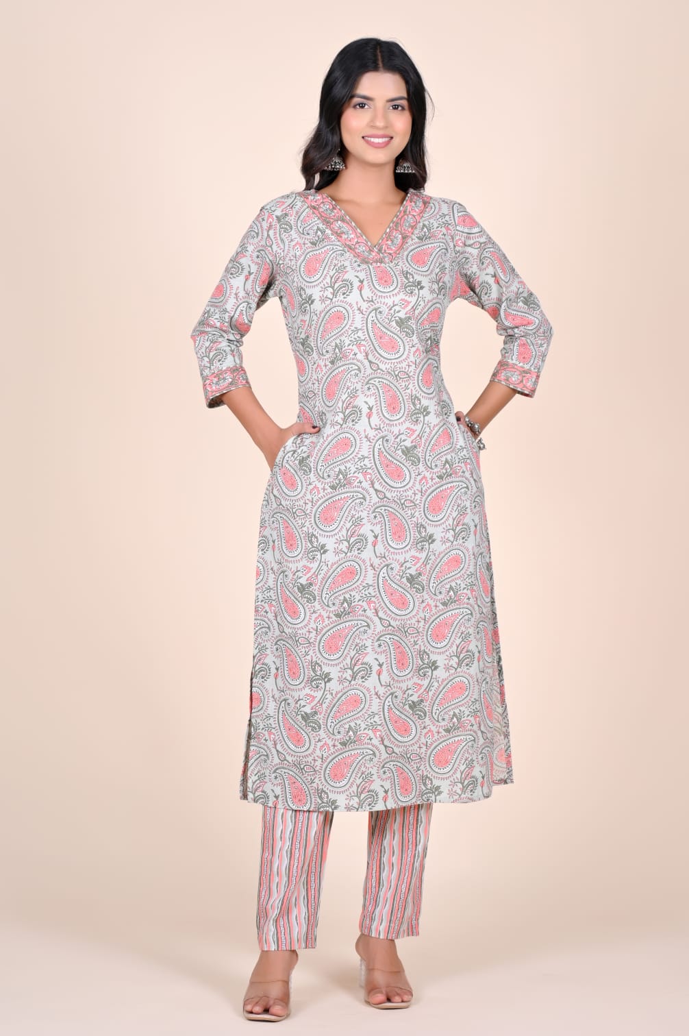 Dhani Paisley Handblock Pocket Kurti