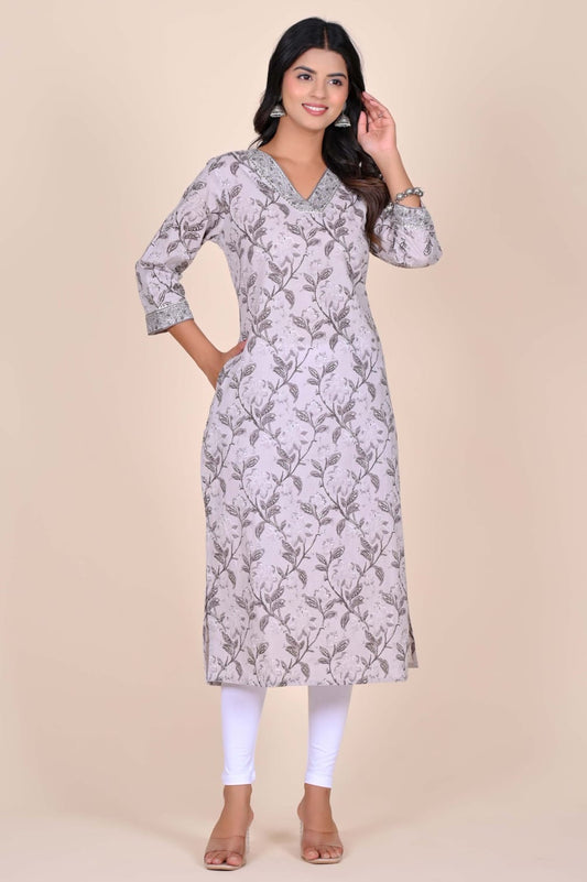 Gulab Rang 2-Pocket Floral Kurti