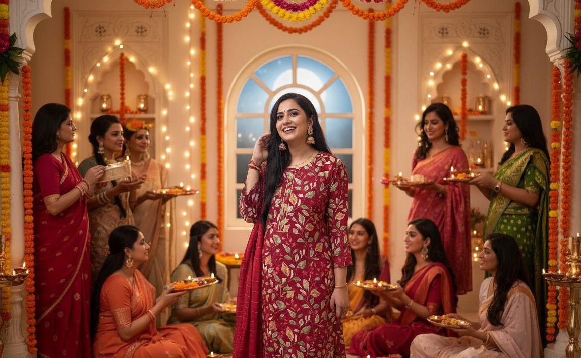Radhya Maroon Elephant Print Modal Silk Festive Suit Set