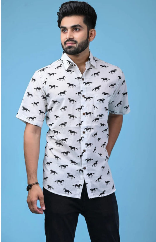 White Horse Print Shirt – Radhya