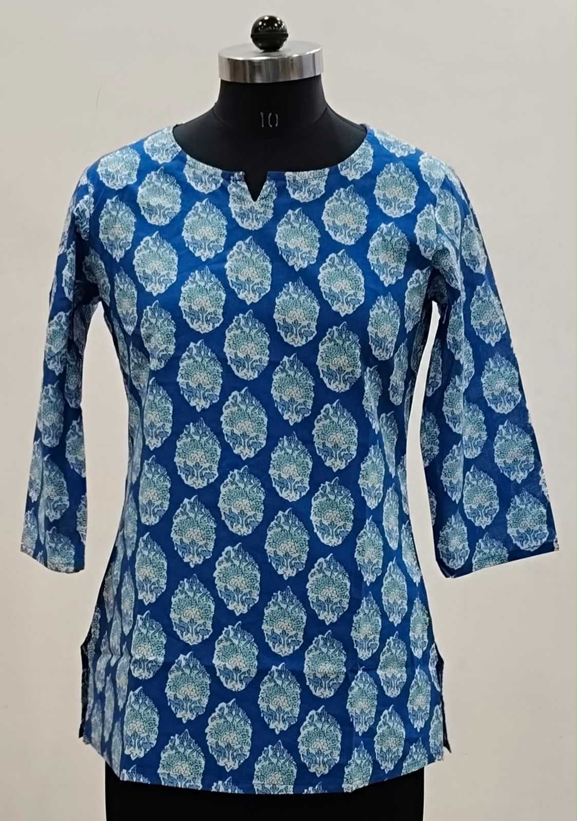 Royal Blue Damask Butta Cotton Short Top – Radhya