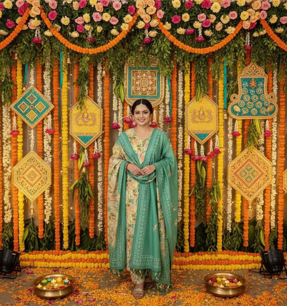Emerald Pure Crepe Floral Suit | RadhyaCollection | Shopwithradhya.in